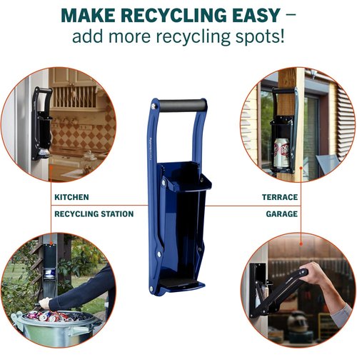 HomeBuddy Can Crusher for Recycling - 12 Oz. and 16 Oz. Can Crusher Wall Mounted for Aluminum - Compact and Easy to Use, Mounting Rivets Included, Man Cave Accessories, Blue