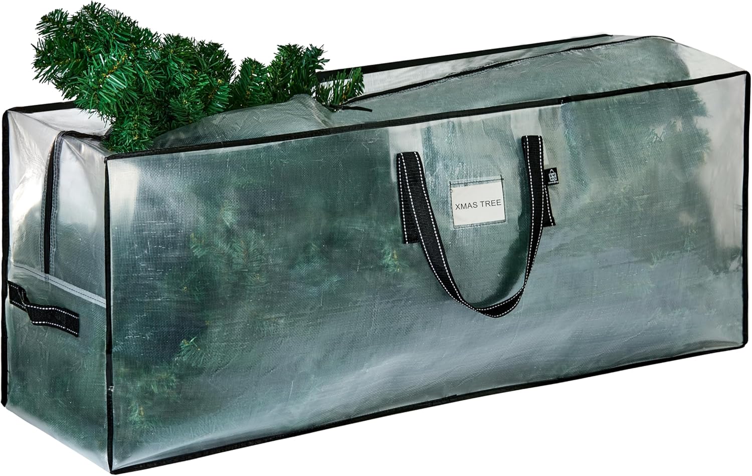 VENO Clear Christmas Tree Storage Bag - Heavy-Duty Zippered Bag for 7.5 Ft Trees | Durable Handles & Label Slot