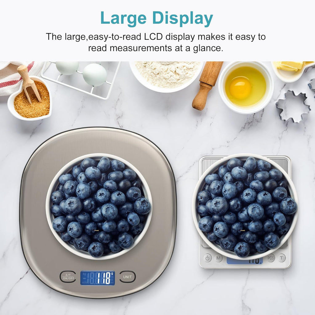 Ultrean Food Scale - 33lb High Capacity Digital Kitchen Scale with LCD Display & Slim Design | Precise 1g Graduation for Cooking & Baking