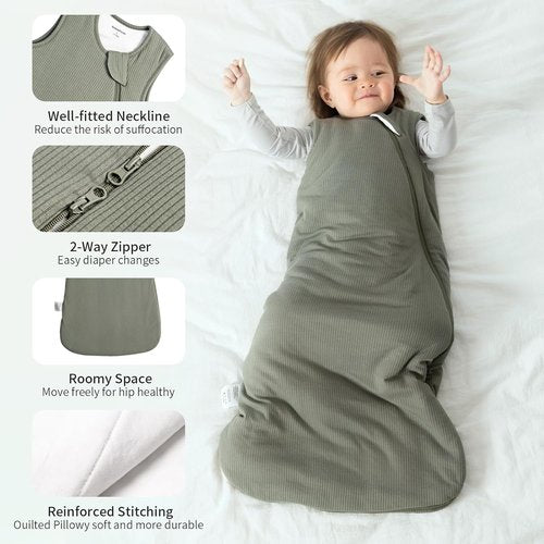 BubblePanda Bamboo Sleep Sack - Breathable 1.0 Tog Wearable Blanket for Infants 0-6 Months