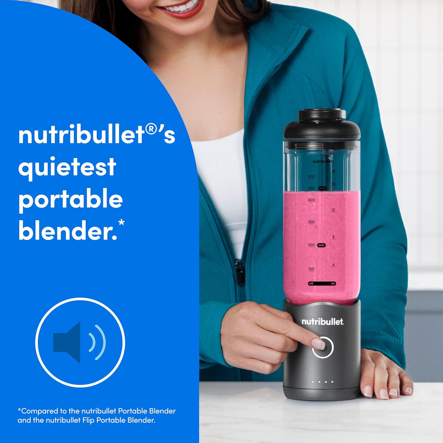 Nutribullet Flex Portable Blender - Compact Design for On-the-Go Smoothies | Gunmetal Gray