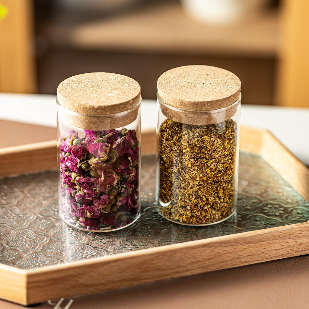 wangsdjy 10oz Glass Storage Container - Airtight Glass Jars with Cork Lid, Spice Jars, Candy Jar, Food Storage Jars for Candy, Spices, Coffee, Tea, Nuts (2PCS)