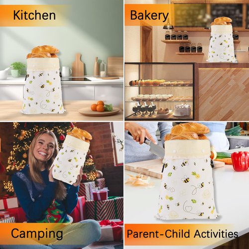 Removable Beeswax Bread Bags for Sourdough & Homemade Bread - Detachable Liner for Easy Cleaning & Drying | 2 Pack XL Reusable | Eco Cotton/Linen Storage