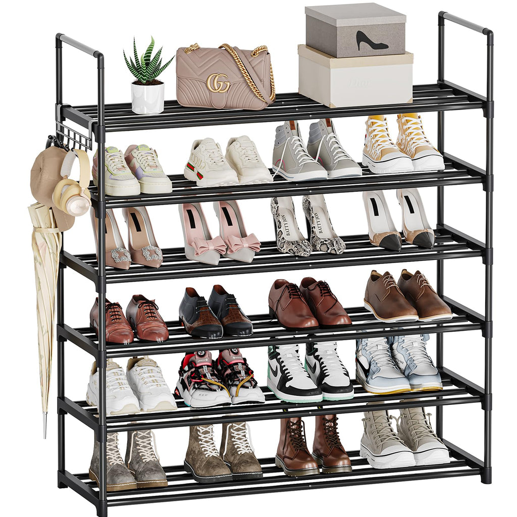 Saincustom 6 Tier Shoe Rack, Shoe Rack for Closet, Shoe Organizer for Entryway, Shoe Storage for Front Door Entrance & Entryway, Large Shoe Stand Holder Adjustable Shelf Height