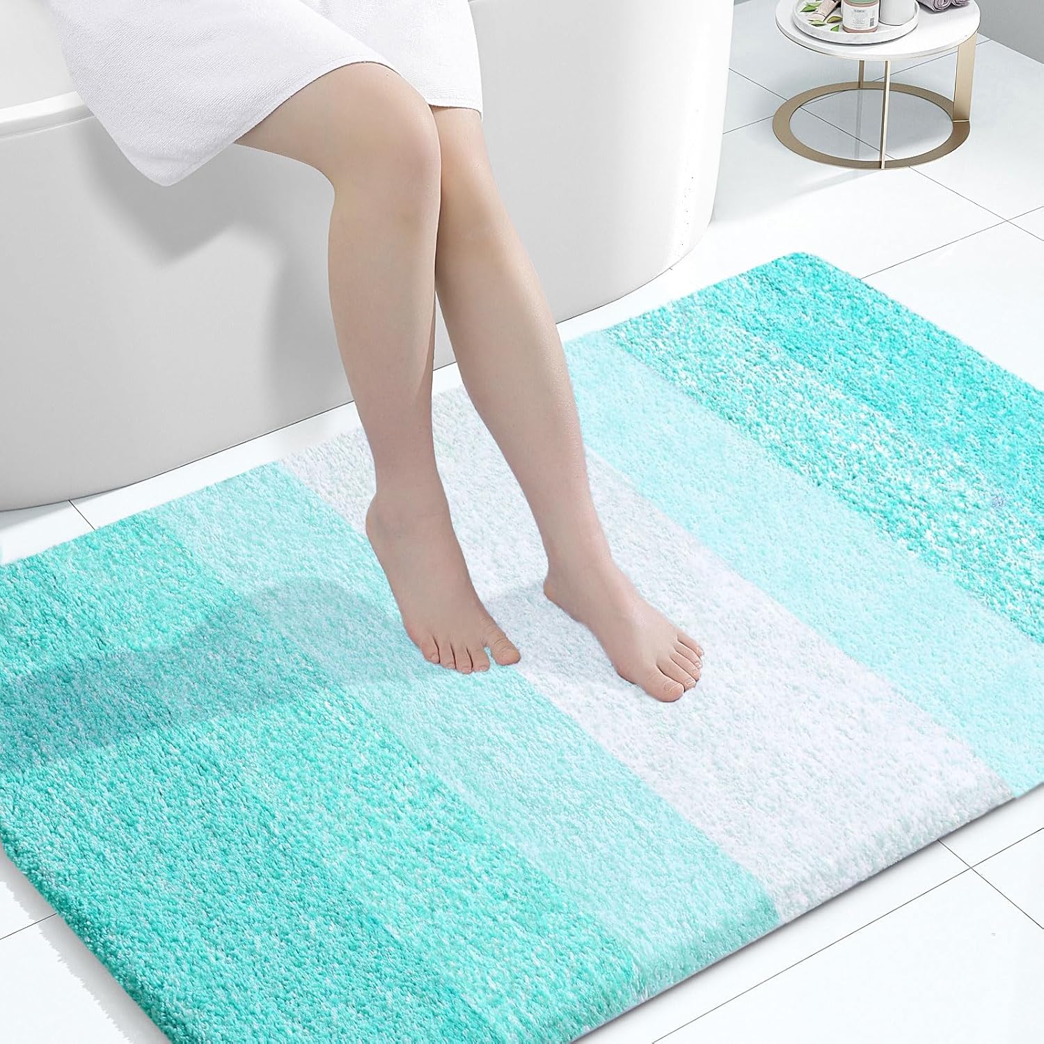OLANLY Large Bathroom Rugs - Extra Soft Microfiber Mat 44x32 | Quick Dry & Machine Washable - Teal