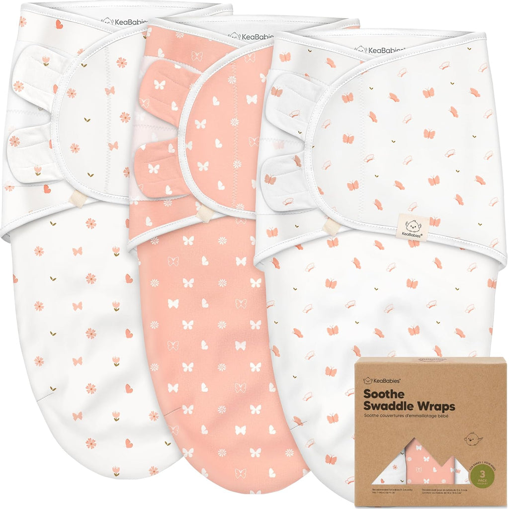 Skiennix Organic Baby Swaddle Sleep Sacks - Soft & Snug for Newborns 3-6 Months | Butterflies, Large 3-Pack