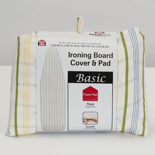 Household Essentials Basic Standard Ironing Board Cover and Pad Set, Multicolor Stripe Pattern