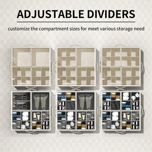 Aokeyee Shoe Organizer - Foldable Storage Box with Adjustable Dividers | Fits 16-32 Pairs, Clear Cover