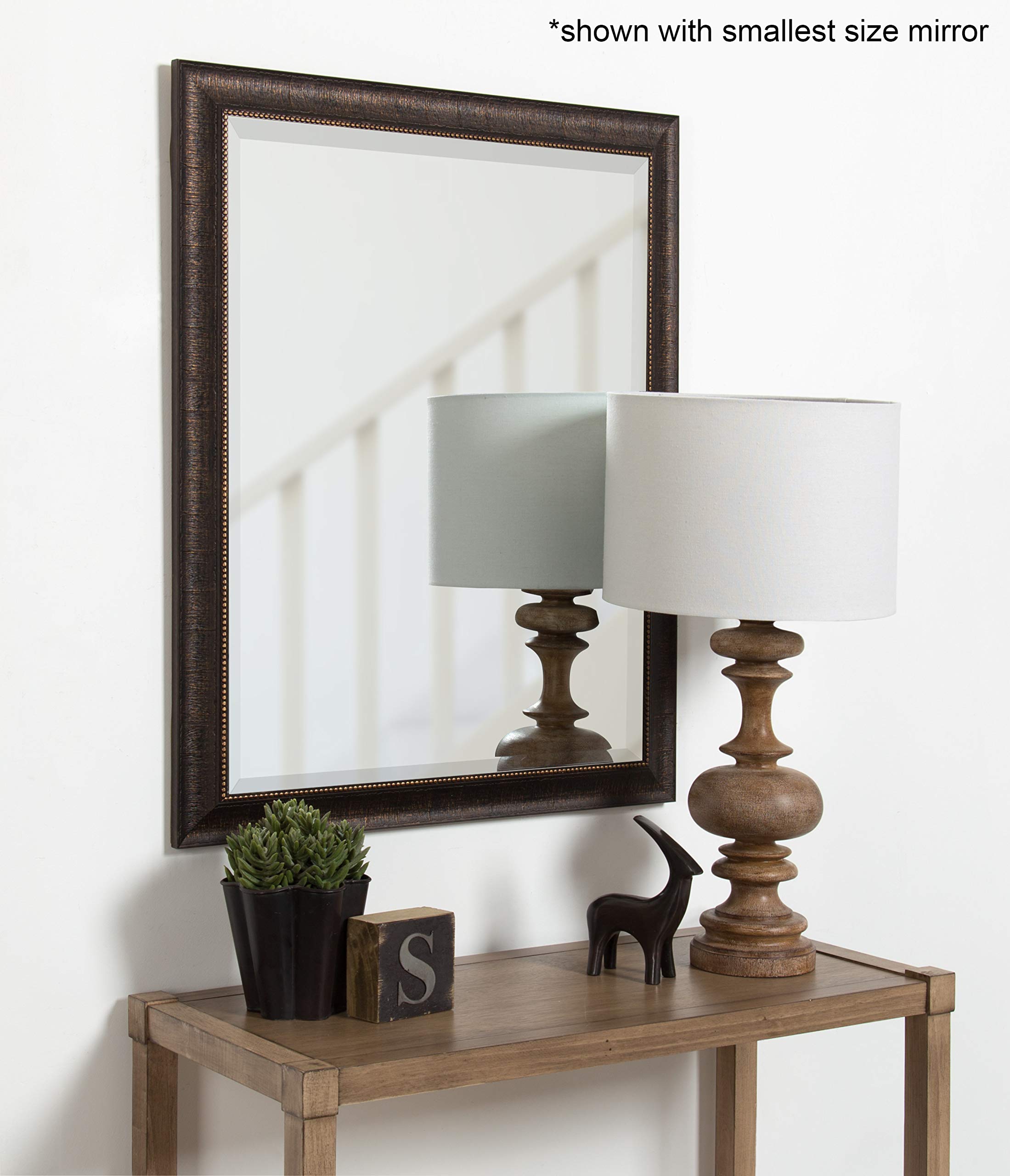 Kate and Laurel Aldridge Framed Decorative Rectangle Wall Mirror; 26 x 32; Bronze; Vintage Rectangular Bathroom Mirror for Over Sink for Use as Entryway or Living Room Wall Decor