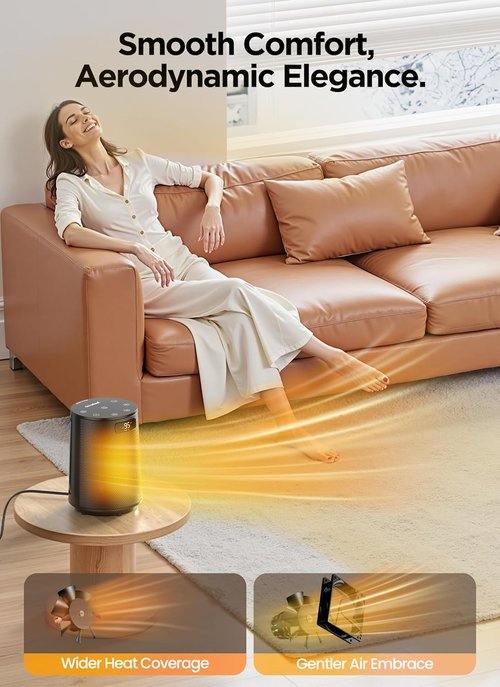 GiveBest Electric Space Heater - Portable Indoor Heater with Thermostat & Remote | 1500W PTC Ceramic, 70° Oscillation, Digital Display, 12H Timer