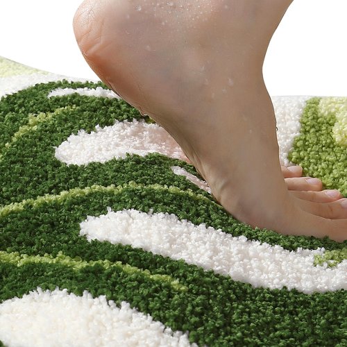 Ankah Tropical Leaf Bathroom Rug, Fun Monstera Bath Mat, Crisp Green, Special Leaf Pattern Design, Softness and Comfort, Non-Slip, Quick-Drying, Add Original Forest Sense for Home, 17" x 29", Type #1