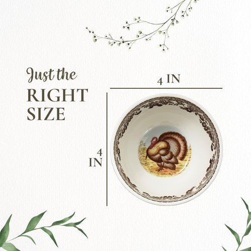 Spode Woodland 4" Dip Bowls - Assorted Animal Designs | Porcelain Ceramic Hunting-Themed Tableware | Microwave & Dishwasher Safe | For Dips, Sauces, Snacks, and Desserts