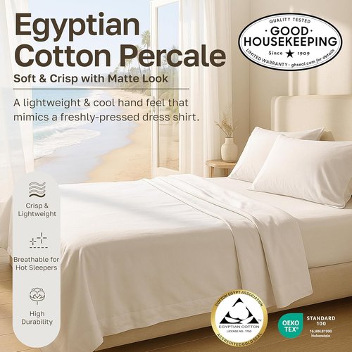 California Design Den Pillow Cases Set of 2 | 100% Egyptian Cotton, Soft & Breathable - Ivory