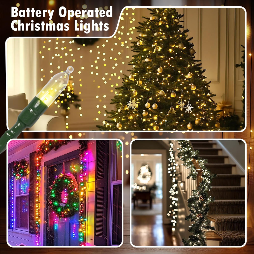 Vruxuri Battery Operated Christmas Lights, 18 FT 50 LED Clear Mini String Lights, 8 Modes with Timer Waterproof Tree Lights for Xmas Indoor Outdoor Holiday Home Decor, Warm White