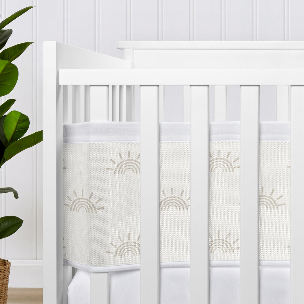 Sweet Jojo Designs + BreathableBaby 2-Piece Breathable Mesh Crib Liner Set (Ivory Boho Chic Sun) for Boys/Girls, Baby, Infants/Newborn Nursery (Sunrise, Sunset, Bohemian, Farmhouse, Shabby, Modern)