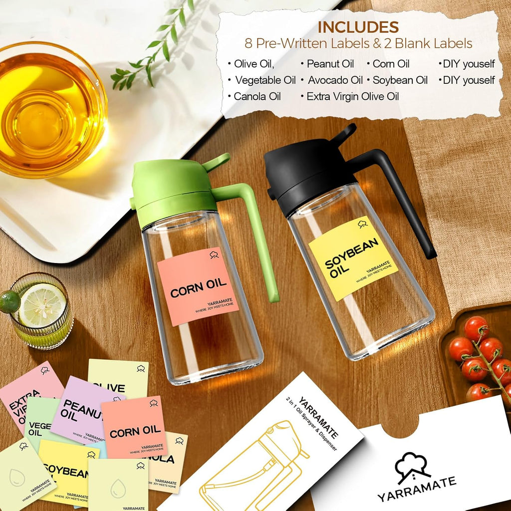YARRAMATE 10 Color Labels - Perfect for Oil Sprayer Bottles | Durable & Easy to Use