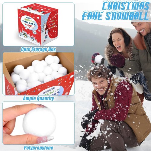 Fovths 100 Pack Snow Toy Balls - 2 Inch Realistic Fake Snowballs for Indoor & Outdoor Fun