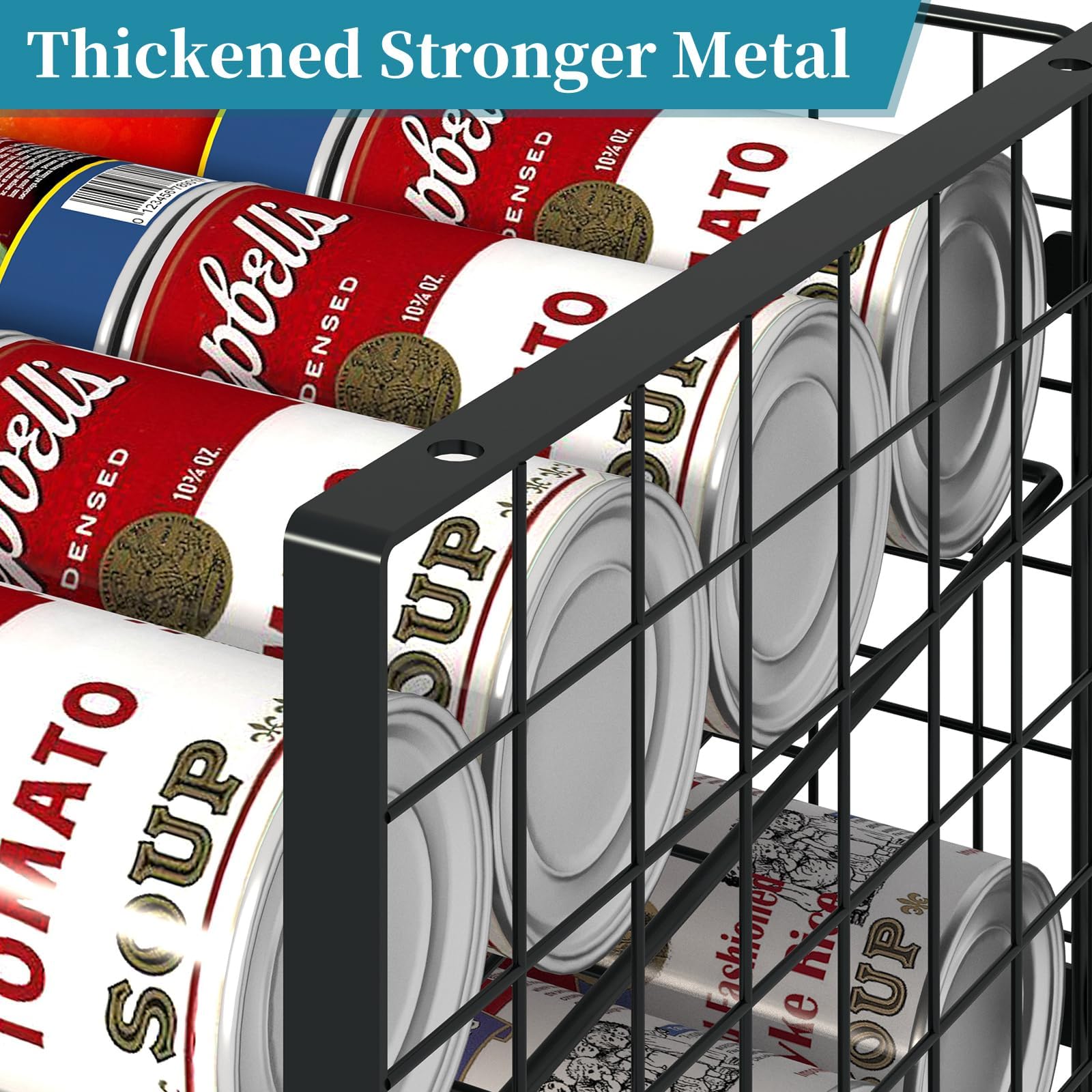 Sbanmao 2-Pack Stackable Can Organizer for Pantry, Adjustable Can Holder Rack for Canned Food Soda Drink Goods Storage up to 36 Cans Storage, 2 Tier, Black
