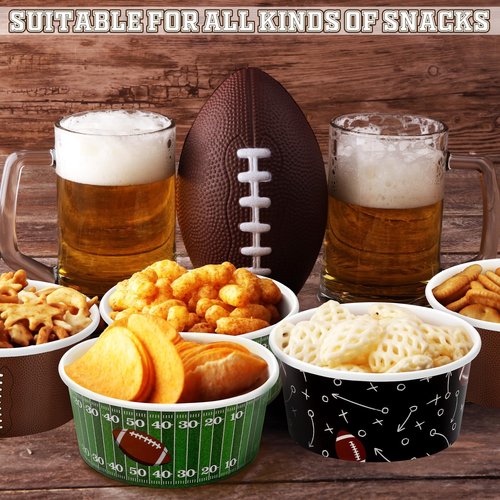 Kochorie 100 Pack Football Snack Bowl Party Supplies 12oz Paper Ice Cream Cups Disposable Soup Chili Bowl for BBQ Picnic Sports Events Household Birthday Party Supplies
