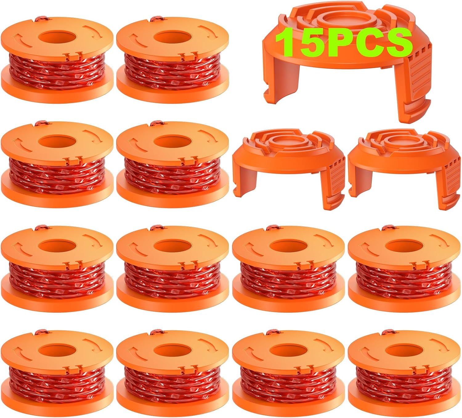 Worx 15-Pack Trimmer Spool Line - Replacement Weed Wacker String 0.065'' for Worx Trimmers