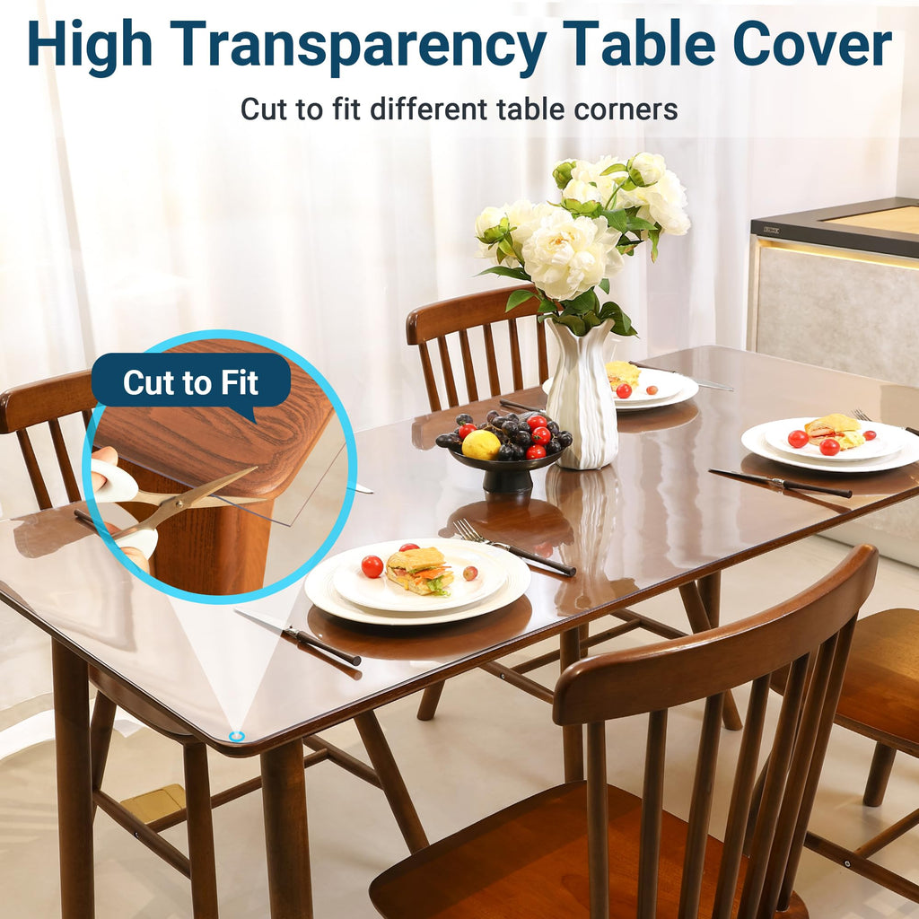 NAP2WELL Clear Table Cover Protector Rectangle 42 x 90 Inch, 2.0mm Transparent Plastic Table Protector Waterproof, Anti-Scratch Clear Desk Mat for Office Desktop Dresser Dining Table, FDA Compliant