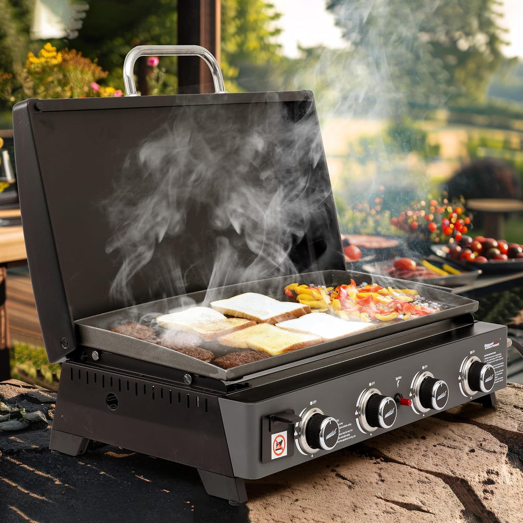 Royal Gourmet PD4001 4-Burner Propane Gas Griddle - Removable Cart & Convertible Tabletop Design | Black