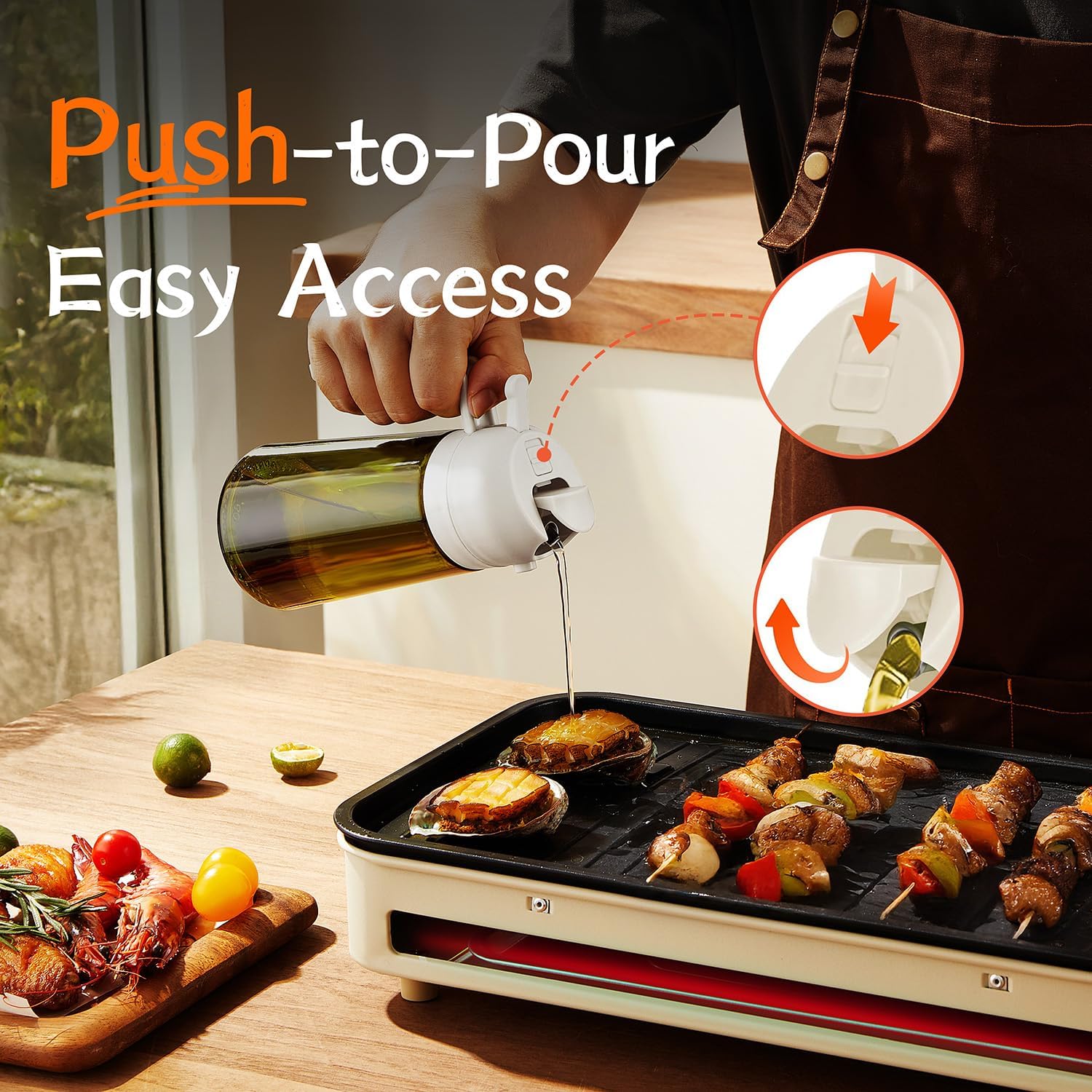 TrendPlain - Olive Oil Dispenser Bottle | 16oz Kitchen Gadget for Cooking & Air Fryer - White