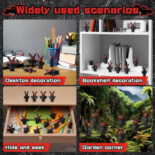 Chunful Mini Mothman Figurines - 50 Pcs Tiny Statues for Cryptid Decor | Classic Black Party Favors