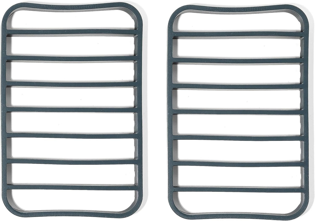 Silicone Kitchen Extra Large Roasting Rack Pan - Dishwasher Safe, BPA Free, Non-Toxic | Navy, 2 Pack
