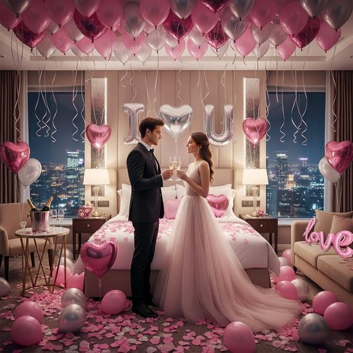 32 Inch I Love You Balloons Pink Silver Balloon with Heart Shaped, Love Foil Balloons and 1000 Pieces Pink Rose Petals for Anniversary Valentine's Day Proposals Romantic Decoration Kit