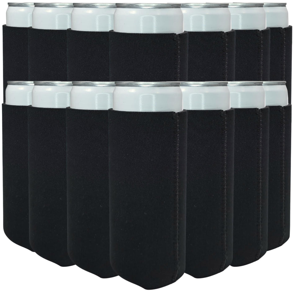 TahoeBay Slim Neoprene Can Cooler Sleeves (50-Pack) Skinny Tall Cans 12 Oz Bulk Thin Seltzer Fit Sublimation Blanks for Vinyl Plain Blank Beer Bottles Black White Solid Color (Brown)