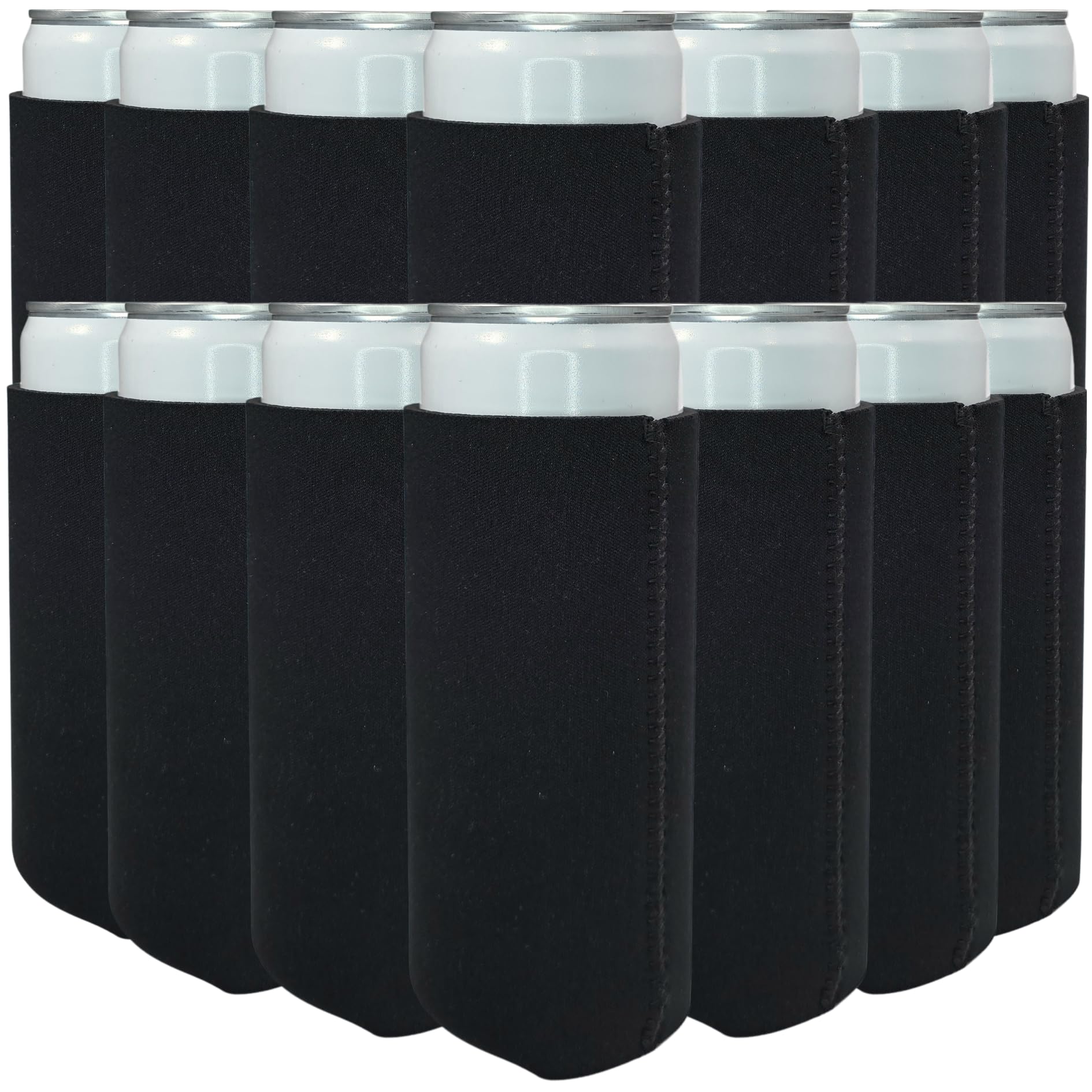 TahoeBay Slim Neoprene Can Cooler Sleeves (50-Pack) Skinny Tall Cans 12 Oz Bulk Thin Seltzer Fit Sublimation Blanks for Vinyl Plain Blank Beer Bottles Black White Solid Color (Brown)