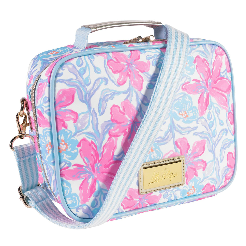 Lilly Pulitzer Insulated Lunch Box for Women, Cute Lunch Cooler Bag with Adjustable/Removable Shoulder Strap (Beachside Haven)