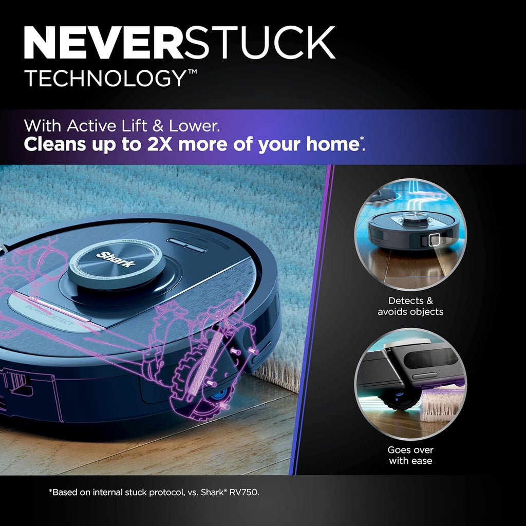 Shark PowerDetect Self-Empty Robot Vacuum - Auto Deep-Clean Carpets & Hard Floors, XL 60-Day HEPA Bagless, Black