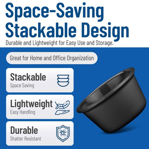 Carlisle FoodService Products Plastic Ramekin Sauce Bowl for Home and Restaurant, Plastic, 4 Ounces, Black, (Pack of 48)