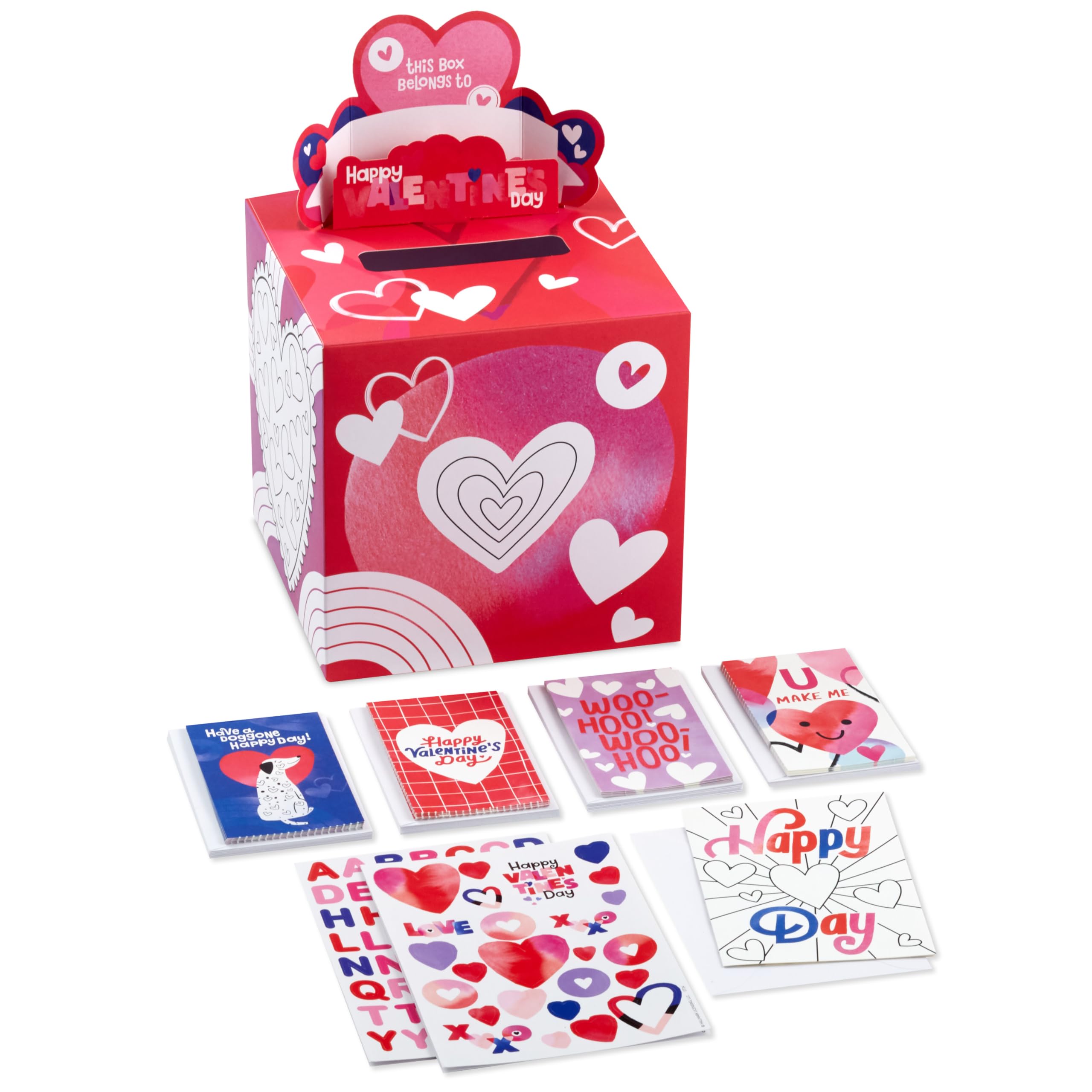 Hallmark DIY Pop Up Valentine's Day Mailbox with Cards and Stickers for Classroom Exchange