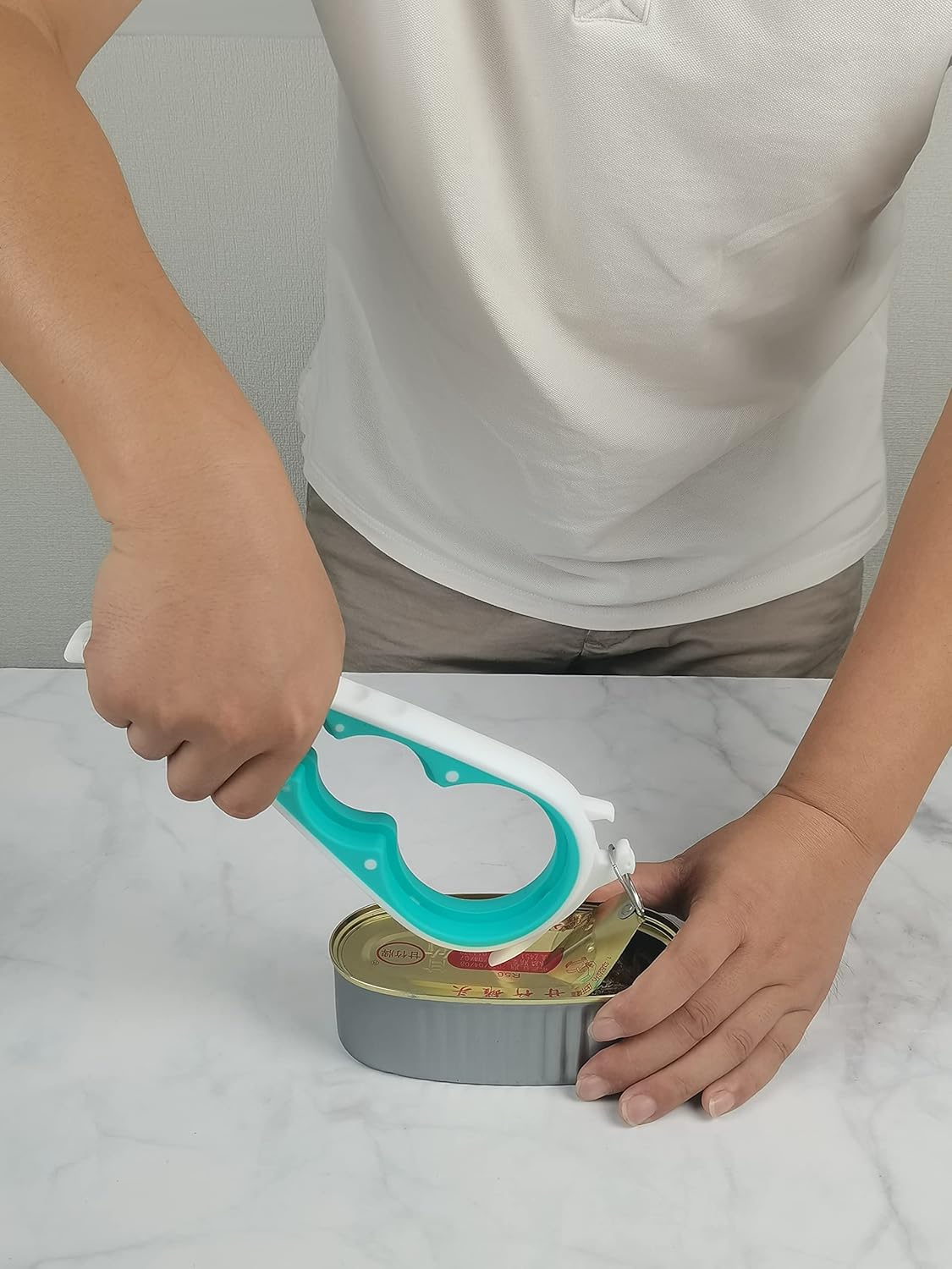 Otstar Jar Opener - Easy Grip Bottle & Can Opener for Seniors with Arthritis | White & Cyan