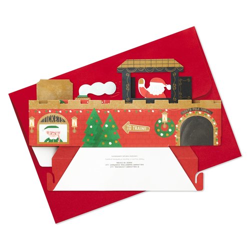 Hallmark Paper Wonder Displayable Pop Up Christmas Card with Sound and Motion (Christmas Train, Plays Deck the Halls)