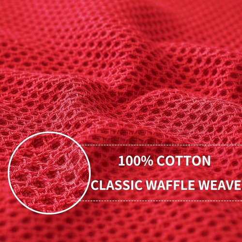Homaxy 100% Cotton Dish Cloths - Ultra Soft, Absorbent & Quick Drying | 12x12 Inches, 6-Pack, Red