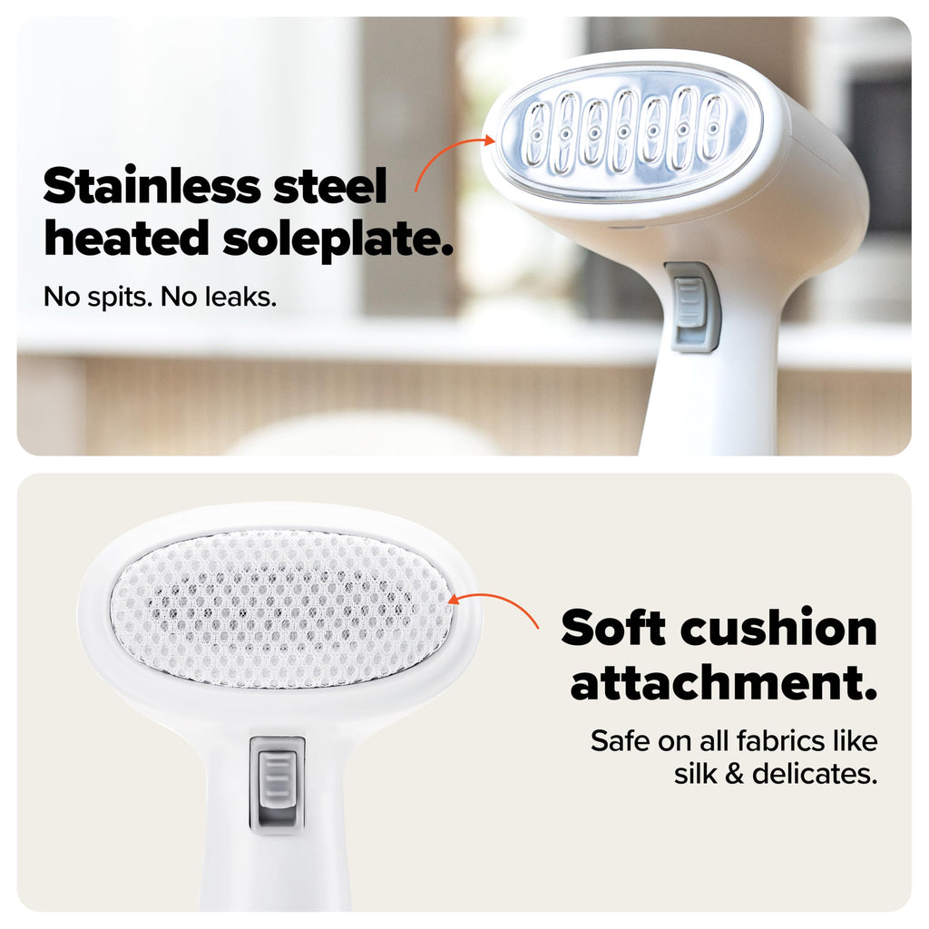 Dupray Voila 3-in-1 Clothes Steamer, Portable Handheld Garment Steamer, Heated Stainless Steel Plate, 30-Second Heat-Up, Portable Travel Steamer for Fabrics