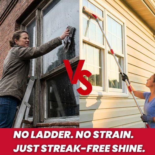 Heavy Duty Floor Squeegee for Concrete Floor – 17.3” EVA Foam Blade with Cloth Clip Design, 62” Extendable Handle, Multi-Surface Floor Squeegee Broom for Windows, Bathroom, Garage, Tile, Patio &Shower