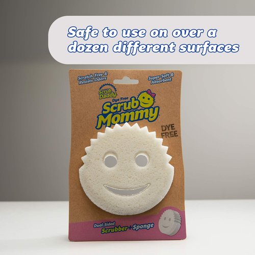 Scrub Daddy Dual-Sided Sponge and Scrubber- Scrub Mommy Dye Free - Scratch-Free Scrubber for Dishes and Home, Odor Resistant, Soft in Warm Water, Firm in Cold, Deep Cleaning, Dishwasher Safe, 1ct