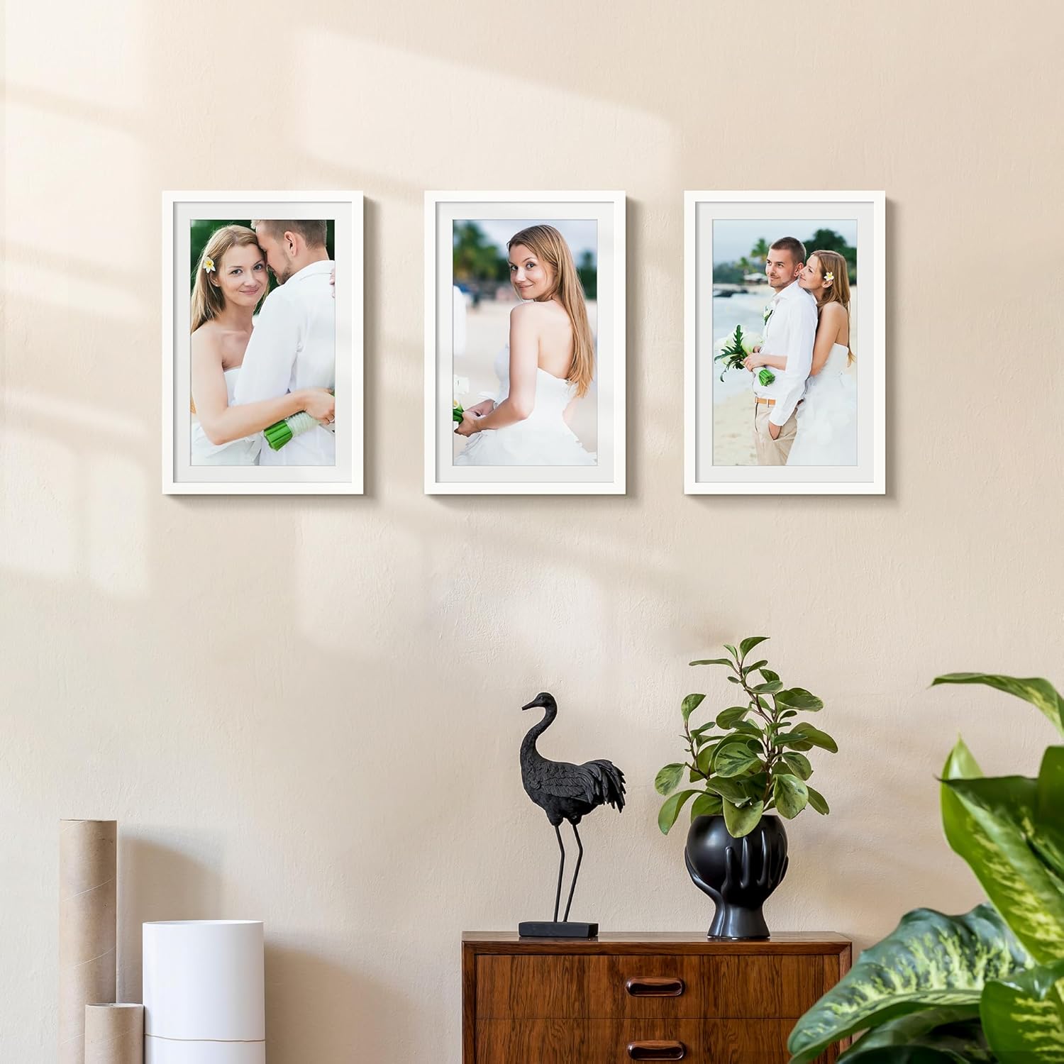 Upsimples 11x17 Picture Frame - Versatile Display for 9x15 Photos with Mat or 11x17 Without - White