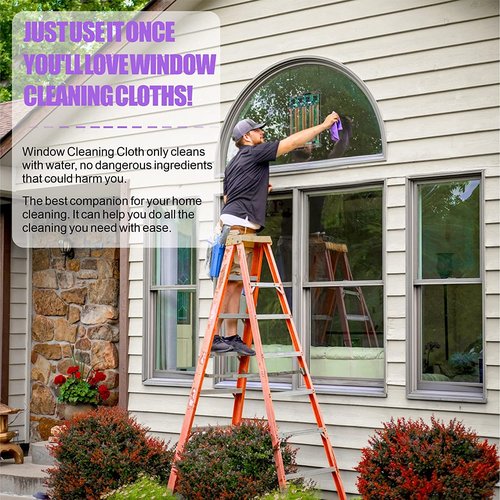 Norwεx Window Cleaning Cloth, Glass Cleaning Cloth, No Chemical Needed, Just Add Water Lints Streaks Scratches Free. (Purple 2 Pack)