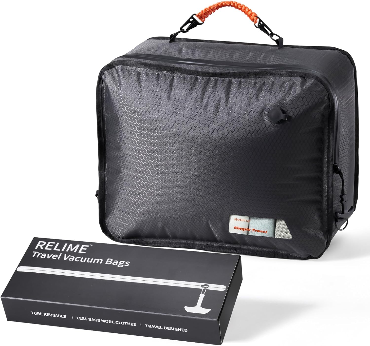 Relime Apex Series Vacuum Bags - Reusable Compression Packing Cubes for Travel Luggage | 180° Open Design (Medium)