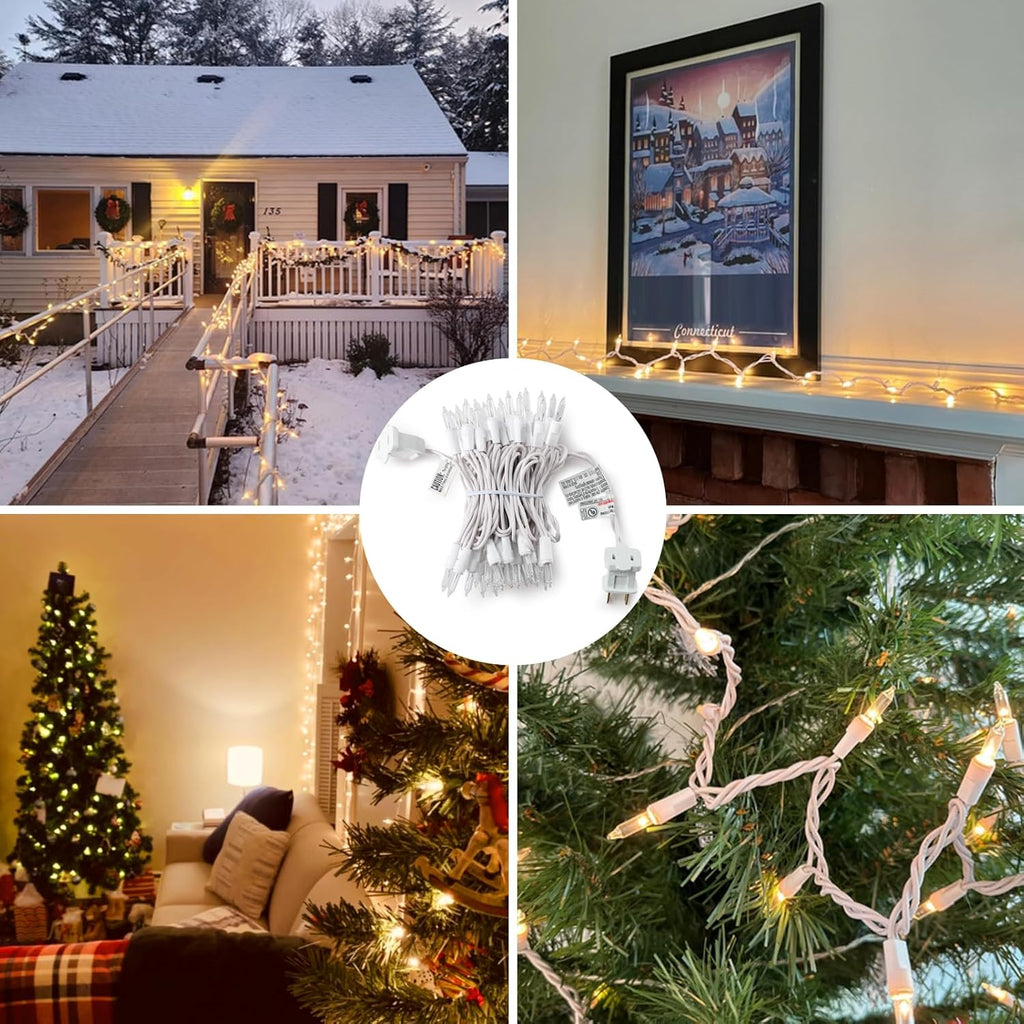 Skiennix Christmas Lights - 50 Count Clear White Mini String Lights | 13ft Warm White for Indoor/Outdoor Decor
