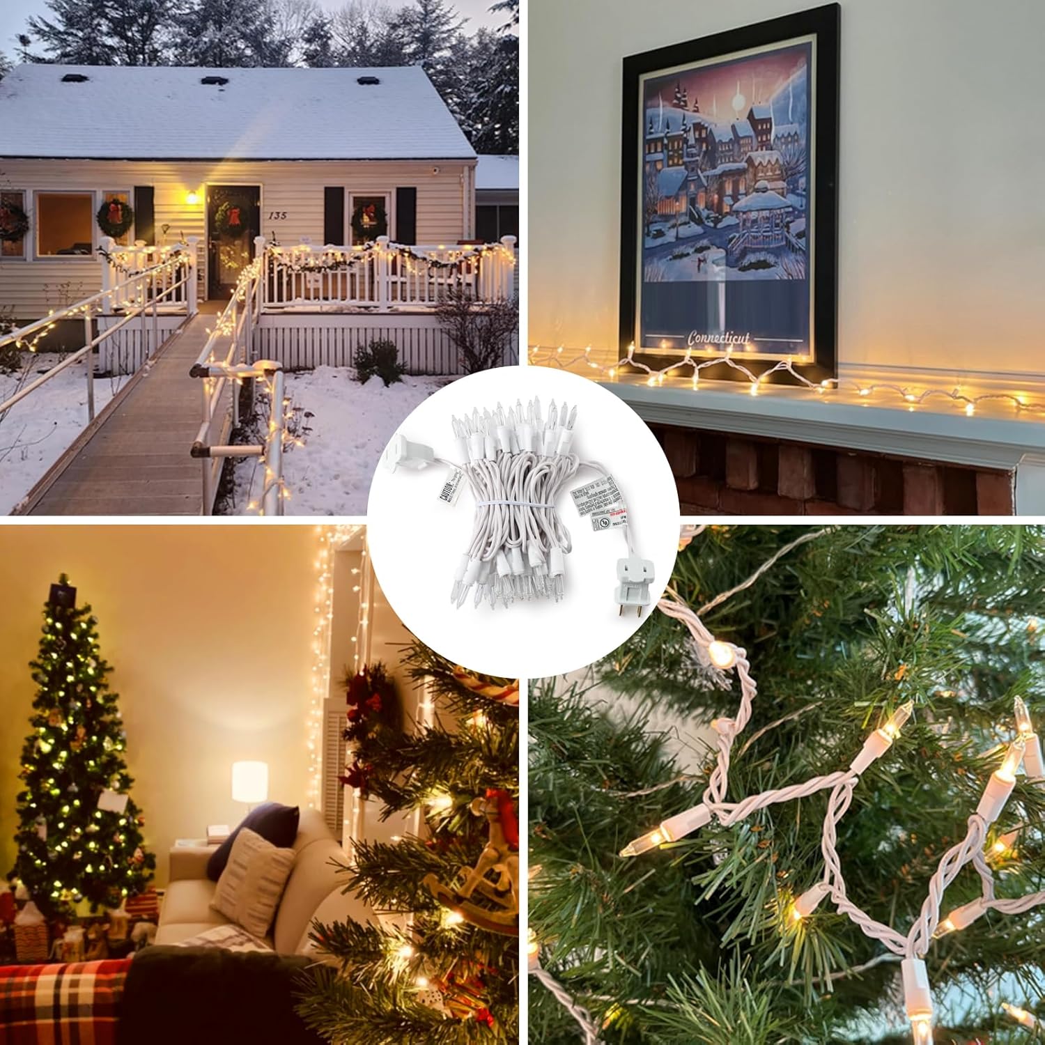 Skiennix Christmas Lights - 50 Count Clear White Mini String Lights | 13ft Warm White for Indoor/Outdoor Decor
