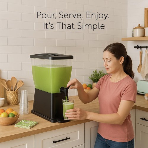 Restaurantware Bev Tek 5 Gallon Drink Dispenser 1 Dishwashable Beverage Dispenser--Detachable Tank Includes Decals Black Plastic Carnival Juice Dispenser With Stand Push-Button Spigot