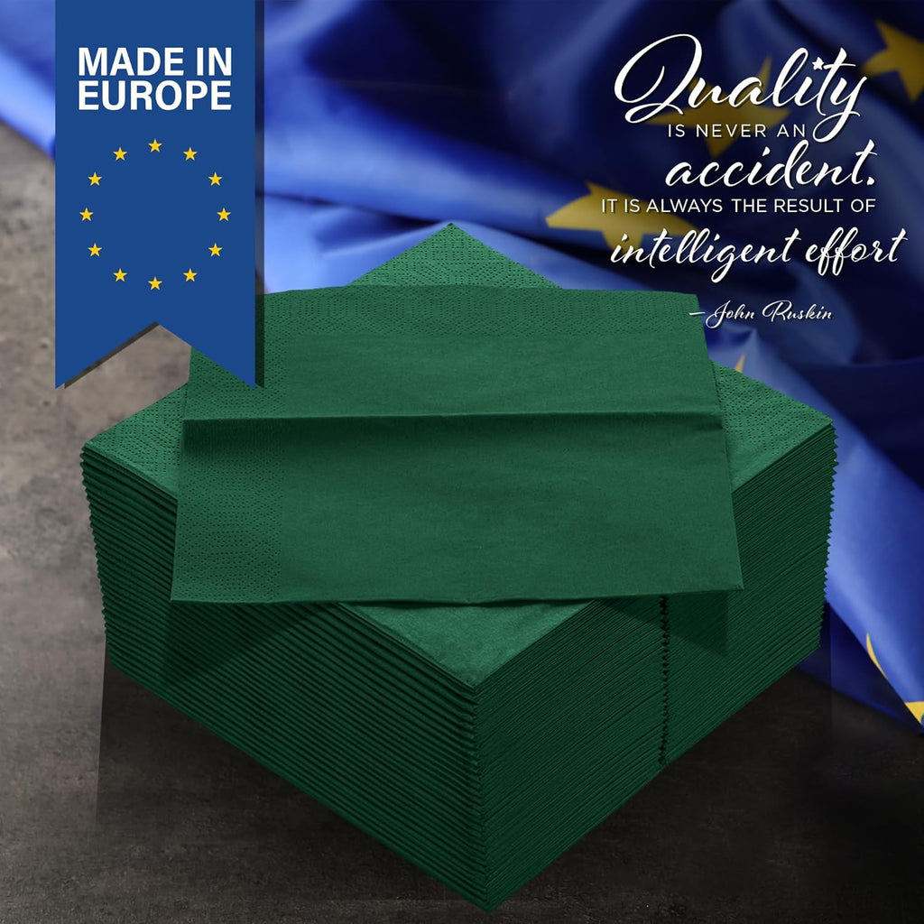 Premium Dark Green 3-Ply Disposable Dinner Napkins | 250 Count for Parties & Events