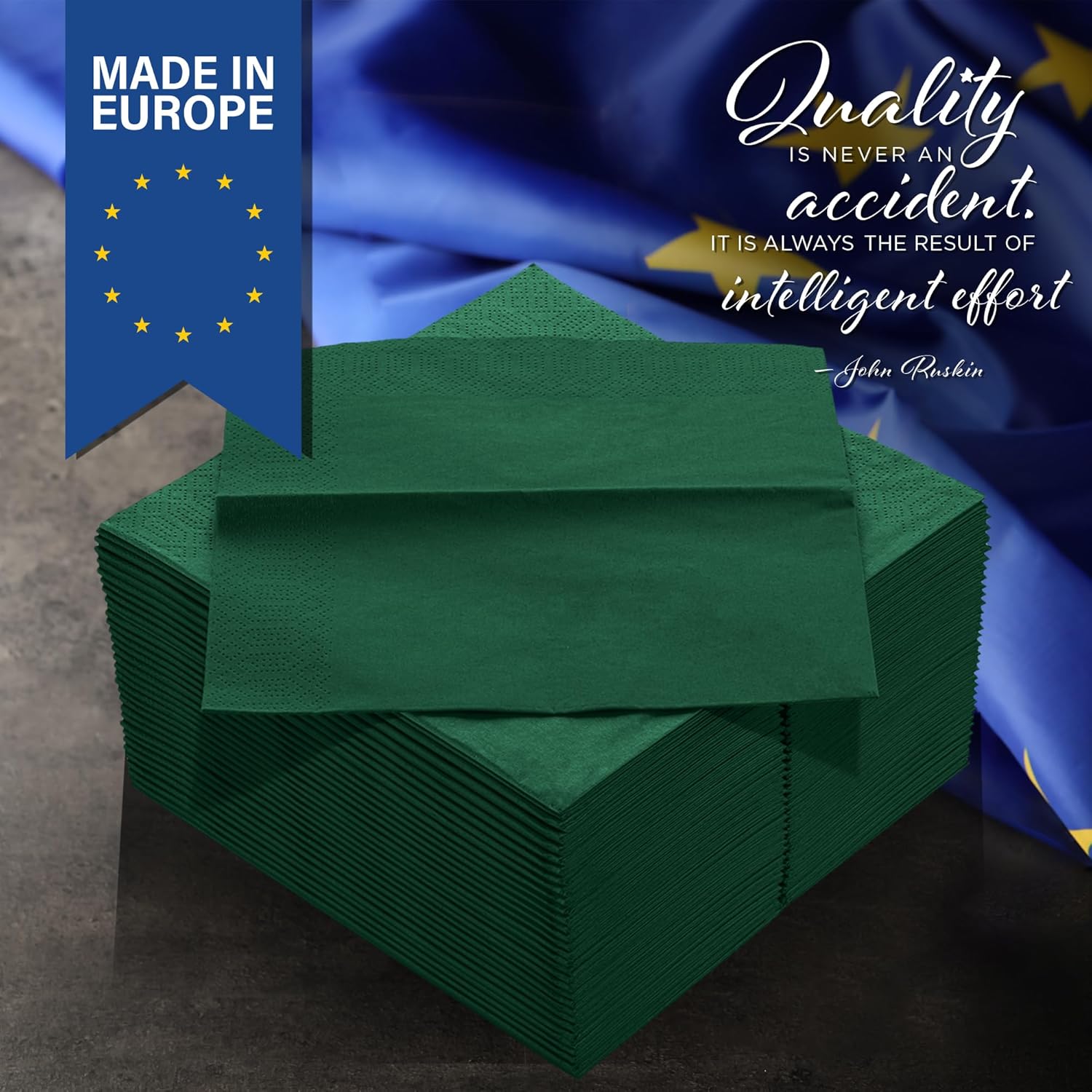 Premium Dark Green 3-Ply Disposable Dinner Napkins | 250 Count for Parties & Events